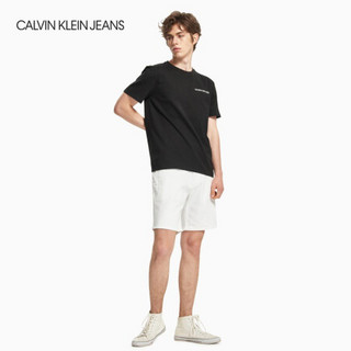 CK JEANS 2020秋冬款男装 时尚纯棉撞色LOGO短袖T恤 J315643 BAE-黑色 S