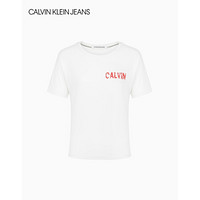 CK JEANS 2020春夏 女装合身撞色LOGO短袖T恤 J213215 YAF-白色 L