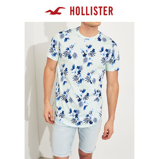 Hollister春季潮流弧形下摆碎花宽松休闲短袖T恤 男 259853-1