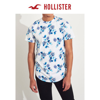 Hollister春季潮流弧形下摆碎花宽松休闲短袖T恤 男 259853-1