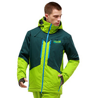 Running river奔流2019年冬新款 男士拼接短款滑雪服上衣连帽双板外套保暖防风A9005 绿色A9005-521 S