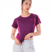 Running river奔流极限　女士户外运动时尚新款圆领速干短袖t恤春夏秋透气修身G5221 G5221-374紫色 S-36