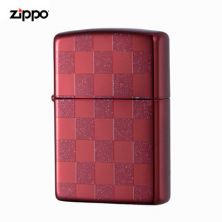 美国进口之宝（ZIPPO）防风煤油打火机不含油 方格-红色 品牌直供原装正版