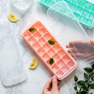 川岛屋 家用硅胶24格冰格棒冰模具冰块盒制冰盒创意雪糕棒冰冰格BG-1 绿色