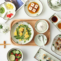 川岛屋 日式创意洋甘菊陶瓷餐具饭碗菜盘子沙拉碗面碗汤碗调味碟勺子A-70 5.5寸荷口碗