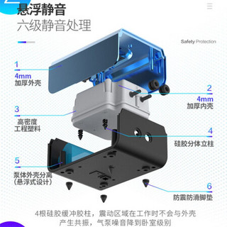 HKC 惠科 HUIKE）双孔大气量H8锂电池增氧泵 家庭鱼缸气泵 打氧机 低噪音音可充电式 停电自启