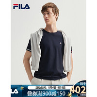 FILA 斐乐官方 男子短袖T恤 2020夏秋新款舒适亲肤条纹经典百搭款 传奇蓝-NV 170/92A/M