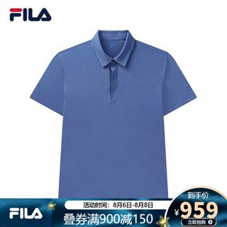 FILA 斐乐官方男子短袖T恤2020秋季新款运动针织短袖衫男POLO衫 铁蓝色-BU 180/100A/XL