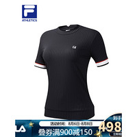 FILA ATHLETICS 斐乐 女子短袖T恤 2020夏秋新款运动高尔夫球服 传奇蓝-NV 160/80A/S