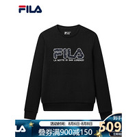 FILA 斐乐官方女子卫衣2020秋季新款运动简约针织套头衫女长袖卫衣 正黑色-BK 155/76A/XS