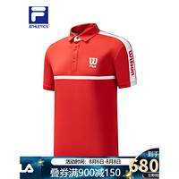 FILA x Wilson 斐乐 男子短袖POLO衫 2020秋季新款复古网球运动男 RD红-RD 170/92A/M