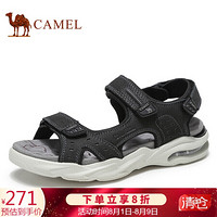 骆驼（CAMEL） 户外沙滩鞋男耐磨平底百搭防滑凉鞋 A022307372 黑色 39