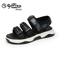 金利来（goldlion）凉鞋透气防滑耐穿沙滩皮鞋52702007960A-黑色-44码
