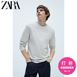 ZARA【打折】 男装 纹理长袖 T 恤 02344400075 XL (185/104A) 裸色 / 米色