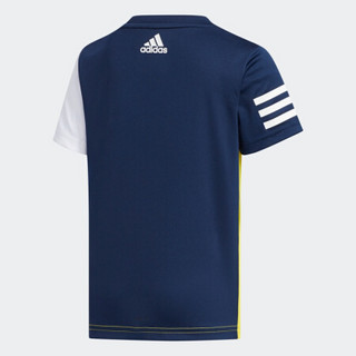 阿迪达斯官方 adidas LB SS CL TEE1 小童训练短袖上衣DW4101 亮黄/学院藏青蓝 104CM