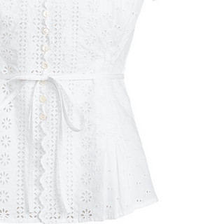 Ralph Lauren/拉夫劳伦女装 2020年夏季孔眼荷叶边女式衬衫21502 100-白色 2