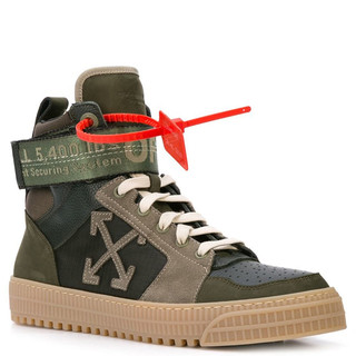 OFF-WHITE OMIA102R19800001 男士皮革高帮鞋运动鞋、