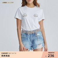 Miss Sixty夏季纯棉图案上衣白色圆领宽松短袖T恤ins潮