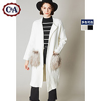 西雅衣家 C&Amp;A口袋宽松中长款针织开衫女 秋冬外搭上衣CA200184880