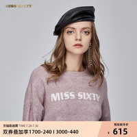 Miss Sixty字母宽松外穿长袖毛织套头衫糖果色毛衣女