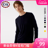 西雅衣家 C&Amp;A基础款圆领套头休闲薄款针织衫男毛衣打底衫秋冬款CA200220763