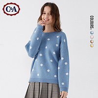 西雅衣家 C&Amp;A甜美波点圆领套头毛衣女士学生针织衫2019秋冬上衣CA200221878
