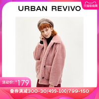 UR冬季青春女装毛质舒适翻领大衣外套YL45R1EF2000