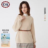C&A再生纤维粗线慵懒宽松圆领套头厚毛衣女2019针织衫CA200221880