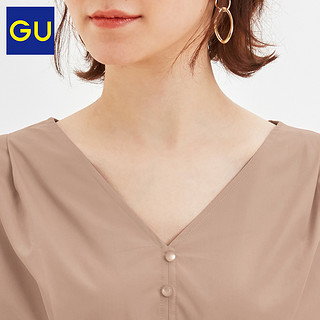 GU极优女装V领宽松袖衬衫2020春季新款时尚显瘦轻熟上衣女322111