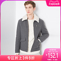 西雅衣家 C&Amp;A仿羊羔绒领毛呢夹克男 含羊毛廓形棉服 CA200184103