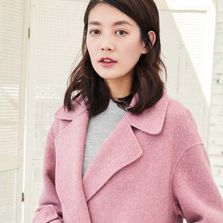 INSUN/恩裳通勤时尚保暖羊毛直筒双面毛呢大衣外套女2018冬季新款