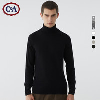 西雅衣家 C&Amp;A基础修身高领套头针织衫男2019冬季毛衣纯色打底衫CA200223076