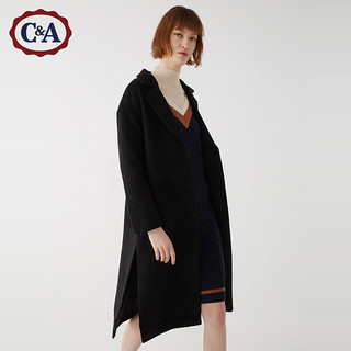 C&A中长款直筒羊毛呢大衣女士冬季复古外套上衣厚CA200210713-H0
