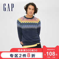 Gap男装圆领长袖套头毛衣528580 费尔岛针织衫秋季