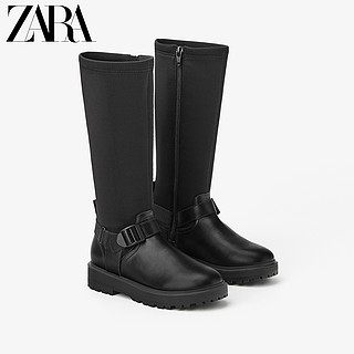 ZARA【打折】童鞋女童  黑色带扣高筒软底长靴 13006003040 39 (250/77) - 24,9 cm 黑色