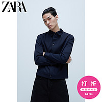 ZARA【打折】 男装 易熨烫斜纹纹理夹克外套 08288370401 S (175/92A) 海蓝色