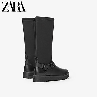 ZARA【打折】童鞋女童  黑色带扣高筒软底长靴 13006003040 39 (250/77) - 24,9 cm 黑色