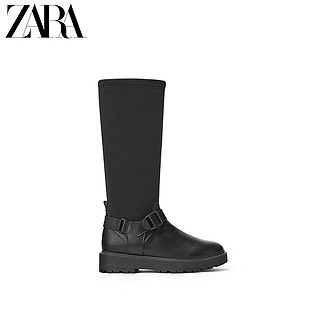 ZARA【打折】童鞋女童  黑色带扣高筒软底长靴 13006003040 39 (250/77) - 24,9 cm 黑色