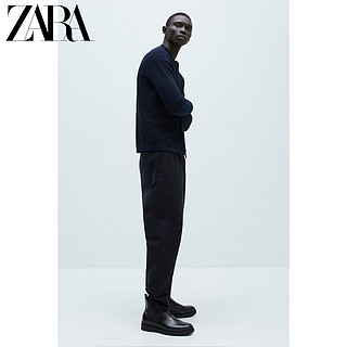 ZARA【打折】 男装 拉链饰纹理开衫毛衣 00458402401 M (180/96A) 海蓝色