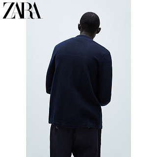 ZARA【打折】 男装 拉链饰纹理开衫毛衣 00458402401 M (180/96A) 海蓝色