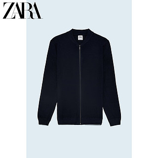 ZARA【打折】 男装 拉链饰纹理开衫毛衣 00458402401 M (180/96A) 海蓝色