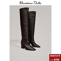 春夏折扣 Massimo Dutti 女鞋 木质鞋跟时尚过膝长筒靴时装靴 16112021700