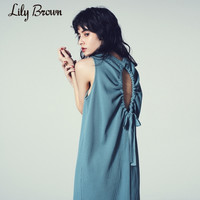 Lily Brown2019早秋新品 蕾丝后背蝴蝶结无袖连衣裙女LWCO193019