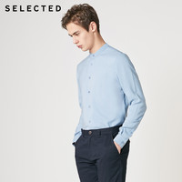 SELECTED思莱德立领纯色潮流帅气商务休闲长袖衬衫男S|419105585