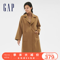 Gap女装双面呢大衣羊毛外套秋冬473493 女士中长款气质通勤上衣