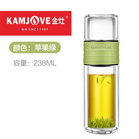 金灶（KAMJOVE）茶水分离杯玻璃杯 双层玻璃泡茶杯 过滤随手杯保温杯子茶具飘逸杯 T-109 苹果绿/238ml