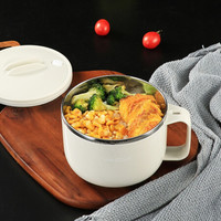 MAXCOOK 美厨 304不锈钢泡面碗 学生饭盒餐杯泡面杯1200ML 带盖防漏防烫耐摔 MCWA108灰色1200ML