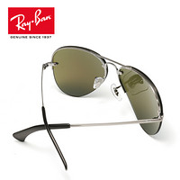 RayBan 雷朋太阳眼镜飞行员形男女款蛤蟆镜简约彩膜反光镜面0RB3449 004/55枪色镜框蓝色反光镜片 尺寸59