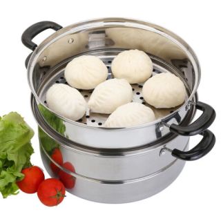 美厨maxcook不锈钢蒸锅二层复底汤锅蒸屉大蒸笼双层蒸馒头锅燃气炉