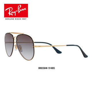 RayBan 雷朋太阳镜男女款飞行员系列个性潮流渐变双梁墨镜0RB3584N 91400S半光金色镜框灰色渐变蓝色透明镜片 尺寸58